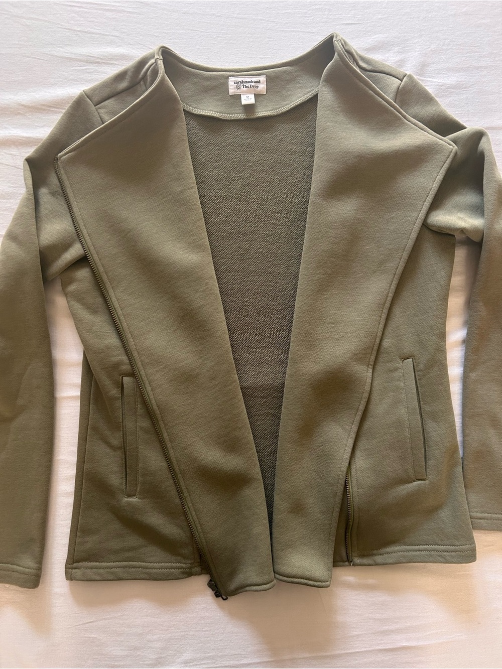 Carlyly Mirand x The Drop Asymmetrical Moto Sweater Jacket - Picture 6 of 9